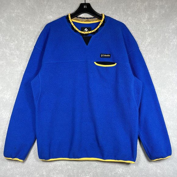 Columbia Sweaters - Columbia Wapitoo Blue & Yellow Fleece Pullover Crewneck Sweater Men's Large